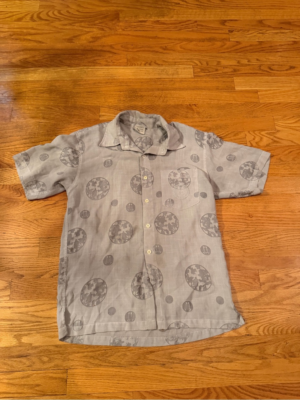 Vintage Versace DOLM 90s Y2K Grey Medallion Button-Up Shirt